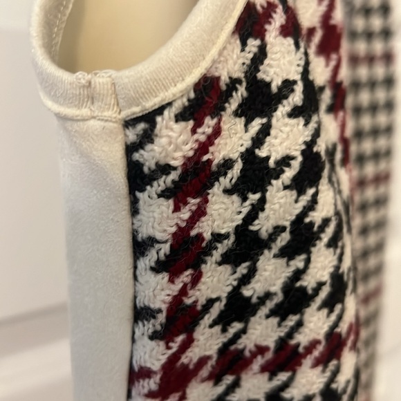Zara Basic cream red black Houndstooth Faux Suede Camisole Tank Top L preppy - Picture 8 of 14